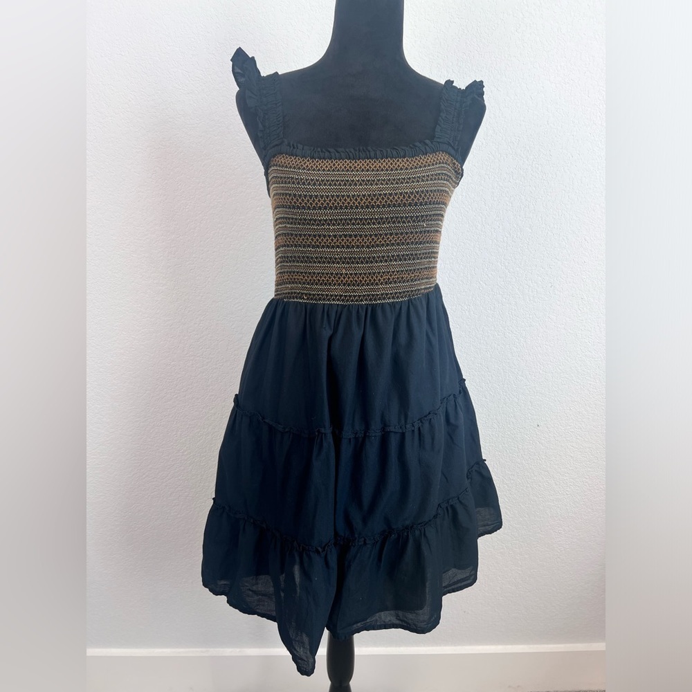 J. Crew Ruffle Sleeve Smocked Sun Embroidered Mini Dress Size Small